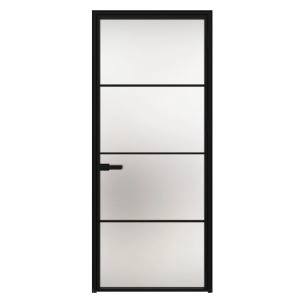 Aluminum Interior Hidden Door | Lumo 1913 Black Frosted Glass with Frame 24" x 80" Right-hand Inswing