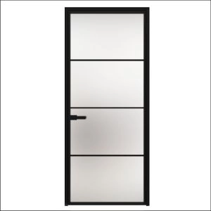 Aluminum Interior Hidden Door | Lumo 1913 Black Frosted Glass with Frame 36" x 96" Right-hand Inswing