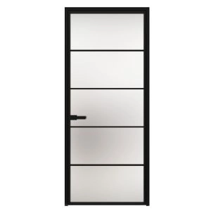 Aluminum Interior Hidden Door | Lumo 1914 Black Frosted Glass with Frame 24" x 80" Right-hand Inswing