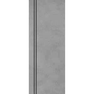Slab Barn Door Panel | Planum 0016 Concrete and Aluminum Strips | Sturdy Finished Flush Modern Doors | Pocket Closet Sliding