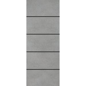 Slab Barn Door Panel | Planum 0015 Concrete and Aluminum Strips | Sturdy Finished Flush Modern Doors | Pocket Closet Sliding
