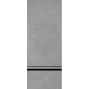 Slab Barn Door Panel | Planum 0012 Concrete and Aluminum Strips | Sturdy Finished Flush Modern Doors | Pocket Closet Sliding