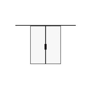 Modern aluminum interior hidden double barn door with clear glass | LUMO 1800 Black | 64 x 84 (2* 32x84) in.