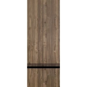 Slab Barn Door Panel | Planum 0012 Walnut and Aluminum Strips | Sturdy Finished Flush Modern Doors | Pocket Closet Sliding