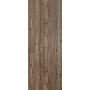 Slab Barn Door Panel | Planum 0017 Walnut and Aluminum Strips | Sturdy Finished Flush Modern Doors | Pocket Closet Sliding