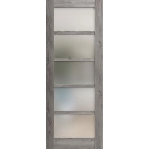 Slab Barn Door Panel | Quadro 4002 Nebraska Grey with Frosted Glass | Sturdy Finished Doors | Pocket Closet Sliding