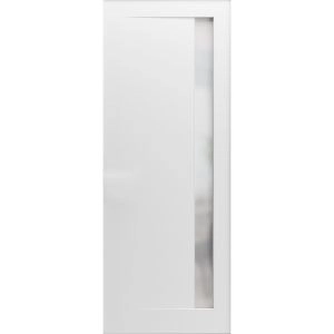 Slab Barn Door Panel | Planum 0660 Painted White with Frosted Glass | Sturdy Finished Flush Modern Doors | Pocket Closet Sliding