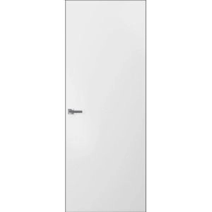 Modern Solid Hidden Door with Handle | Planum 0010 Primed with Black Hidden Frame 24" x 80" Right-hand Outswing Black Frame | Hinges Lock Handle | Modern Wardrobe Wood Solid Doors