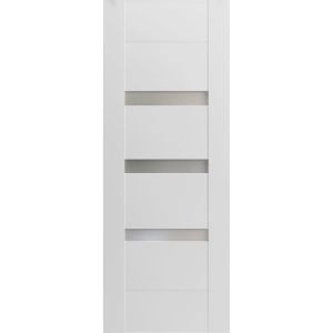 Slab Door Panel Opaque Glass 18 x 80 inches / Sete 6900 White Silk / Modern Finished Doors / Pocket Closet Sliding Barn