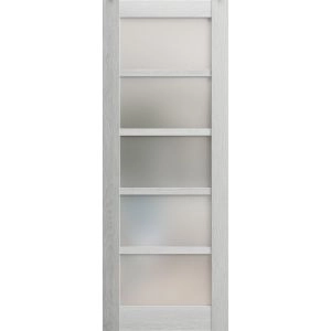 Slab Barn Door Panel | Quadro 4002 Light Grey Oak with Frosted Glass | Sturdy Finished Doors | Pocket Closet Sliding