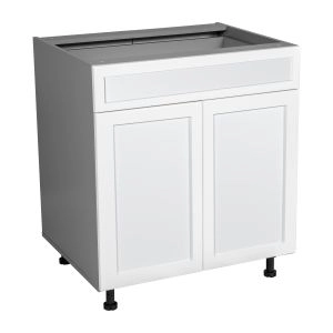 36" Base Cabinet Double Door Single Drawer with Shaker White Matte door