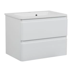 Modern Wall-Mounted Bathroom Vanity with Washbasin | Comfort White High Gloss Collection | Non-Toxic Fire-Resistant MDF-32"