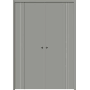 Sliding French Double Pocket Doors 36 x 80 inches | BASIC 0111 Dove Grey | Kit Rail Hardware | Solid Wood Interior Bedroom Modern Doors