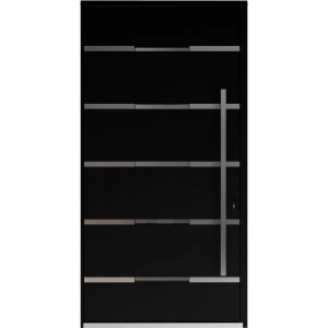 Front Exterior Pivot Prehung Aluminum Door / Axis 1115 Matte Black / Entry Metal Modern W70" x H104" Left-hand Inswing
