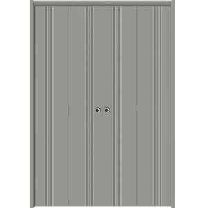 Sliding Closet Double Bi-fold Doors 72 x 80 inches | BASIC 0111 Dove Grey | Sturdy Tracks Moldings Trims Hardware Set | Wood Solid Bedroom Wardrobe Doors