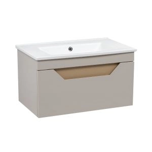 Modern Wall-Mount Bathroom Vanity with Washbasin | Troy Mocha  Collection | Non-Toxic Fire-Resistant MDF