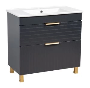 Modern Free Standing Bathroom Vanity with White Washbasin | Trevi Antracite Collection | Non-Toxic Fire-Resistant MDF-34"