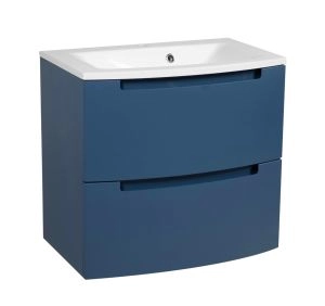 Modern Wall-Mount Bathroom Vanity with Washbasin | Delux Blue Matte Collection | Non-Toxic Fire-Resistant MDF-22,5"