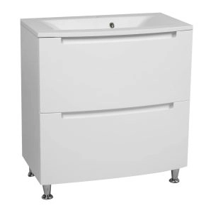 Modern Free Standing Bathroom Vanity with Washbasin | Delux White High Gloss Collection | Non-Toxic Fire-Resistant MDF-22,5"