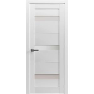 Pantry Kitchen Lite Door with Hardware | Quadro 4055 White Silk with Frosted Glass | Single Panel Frame Trims | Bathroom Bedroom Sturdy Doors 