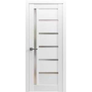 Pantry Kitchen Lite Door with Hardware | Quadro 4088 White Silk with Frosted Opaque Glass | Single Panel Frame Trims | Bathroom Bedroom Sturdy Doors -32" x 84"