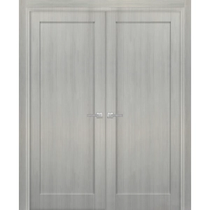 French Double Panel Doors with Hardware | Quadro 4111 Ginger Ash | Panel Frame Trims | Bathroom Bedroom Interior Sturdy Door