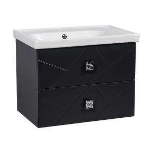 Modern Wall-Mount Bathroom Vanity with Washbasin | Picasso Anthracite Matte  Collection | Non-Toxic Fire-Resistant MDF