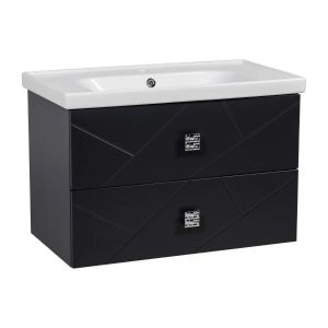 Modern Wall-Mount Bathroom Vanity with Washbasin | Picasso Anthracite Matte  Collection | Non-Toxic Fire-Resistant MDF-32"
