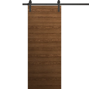 Modern Barn Door 18 x 80 inches | Ego 5000 Cognac Oak Veneer | 6.6FT Rail Track Heavy Hardware Set | Solid Panel Interior Doors