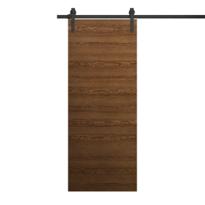 Modern Barn Door 18 x 96 inches | Ego 5000 Cognac Oak Veneer | 6.6FT Rail Track Heavy Hardware Set | Solid Panel Interior Doors