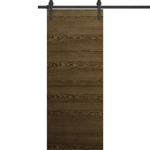 Modern Barn Door 18 x 80 inches | Ego 5000 Marble Oak | 6.6FT Rail Track Heavy Hardware Set | Solid Panel Interior Doors