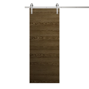Modern Barn Door 32 x 84 inches | Ego 5000 Marble Oak | 6.6FT Silver Rail Track Heavy Hardware Set | Solid Panel Interior Doors
