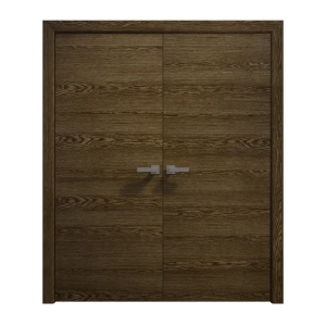 Interior Solid French Double Doors 36 x 80 inches | Ego 5000 Marble Oak | Wood Interior Solid Panel Frame | Closet Bedroom Modern Doors