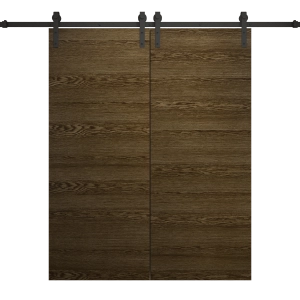 Modern Double Barn Door 36 x 80 inches | Ego 5000 Marble Oak | 13FT Rail Track Set | Solid Panel Interior Doors