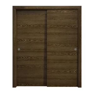 Sliding Closet Bypass Doors 64 x 84 inches | Ego 5000 Marble Oak | Rails Hardware Set | Wood Solid Bedroom Wardrobe Doors