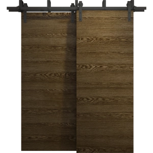 Sliding Closet Barn Bypass Doors 36 x 80 inches | Ego 5000 Marble Oak | Modern 6.6ft Rails Hardware Set | Wood Solid Bedroom Wardrobe Doors