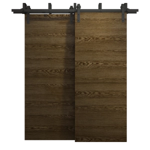 Sliding Closet Barn Bypass Doors 60 x 80 inches | Ego 5000 Marble Oak | Modern 6.6ft Rails Hardware Set | Wood Solid Bedroom Wardrobe Doors
