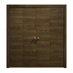 Sliding Closet Double Bi-fold Doors 72 x 84 inches | Ego 5000 Marble Oak | Sturdy Tracks Moldings Trims Hardware Set | Wood Solid Bedroom Wardrobe Doors