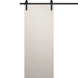 Modern Barn Door 18 x 80 inches | Ego 5000 Painted White Oak | 6.6FT Rail Track Heavy Hardware Set | Solid Panel Interior Doors