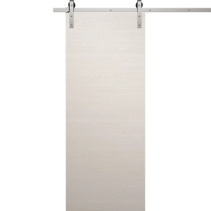 Modern Barn Door 18 x 80 inches | Ego 5000 Painted White Oak | 6.6FT Silver Rail Track Heavy Hardware Set | Solid Panel Interior Doors