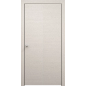 Sliding Closet Bi-fold Doors 36 x 80 inches | Ego 5000 Painted White Oak | Sturdy Tracks Moldings Trims Hardware Set | Wood Solid Bedroom Wardrobe Doors