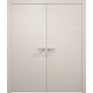 Interior Solid French Double Doors 36 x 80 inches | Ego 5000 Painted White Oak | Wood Interior Solid Panel Frame | Closet Bedroom Modern Doors