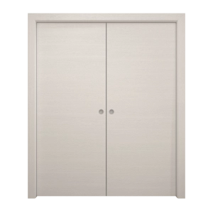Sliding French Double Pocket Doors 36 x 96 inches | Ego 5000 Painted White Oak | Kit Rail Hardware | Solid Wood Interior Bedroom Modern Doors