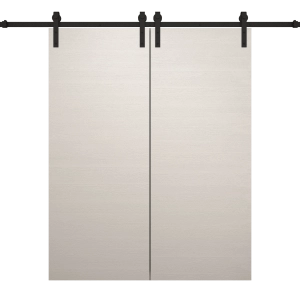 Modern Double Barn Door 36 x 80 inches | Ego 5000 Painted White Oak | 13FT Rail Track Set | Solid Panel Interior Doors