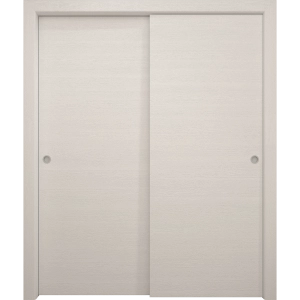 Sliding Closet Bypass Doors 36 x 80 inches | Ego 5000 Painted White Oak | Rails Hardware Set | Wood Solid Bedroom Wardrobe Doors