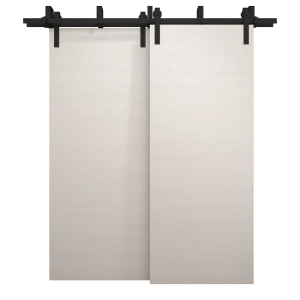 Sliding Closet Barn Bypass Doors 56 x 80 inches | Ego 5000 Painted White Oak | Modern 6.6ft Rails Hardware Set | Wood Solid Bedroom Wardrobe Doors