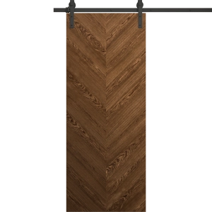 Modern Barn Door 18 x 80 inches | Ego 5005 Cognac Oak Veneer | 6.6FT Rail Track Heavy Hardware Set | Solid Panel Interior Doors