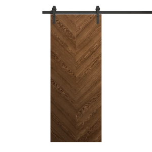 Modern Barn Door 30 x 80 inches | Ego 5005 Cognac Oak Veneer | 6.6FT Rail Track Heavy Hardware Set | Solid Panel Interior Doors