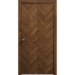 Sliding Closet Bi-fold Doors 36 x 80 inches | Ego 5005 Cognac Oak Veneer | Sturdy Tracks Moldings Trims Hardware Set | Wood Solid Bedroom Wardrobe Doors