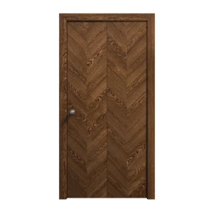 Sliding Closet Bi-fold Doors 60 x 80 inches | Ego 5005 Cognac Oak Veneer | Sturdy Tracks Moldings Trims Hardware Set | Wood Solid Bedroom Wardrobe Doors
